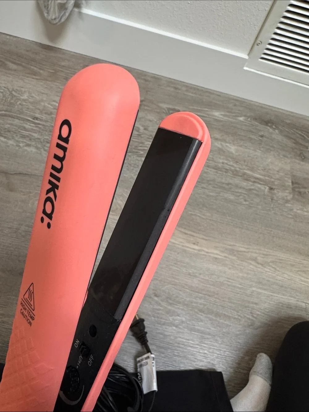 amika Coral-Pink Flat Iron Hair Straightener
